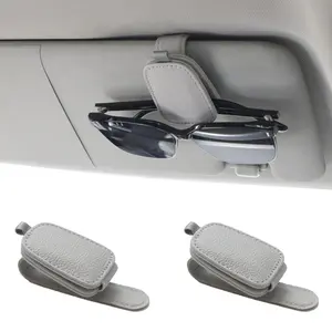 Sunglasses Holders for Car Visor - Magnetic Leather Sunglasses Holder and Ticket Card Clip - Car Visor Accessories