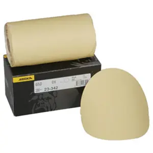 212 MAIN Mirka 23 Series Gold 6 in. PSA Linkrol Sanding Disc - 80-Grit, D-Weight Backing, Durable Binding, Finer Anti-Clog Dry Sanding Tool for Reptile & Amphibian Cleaning