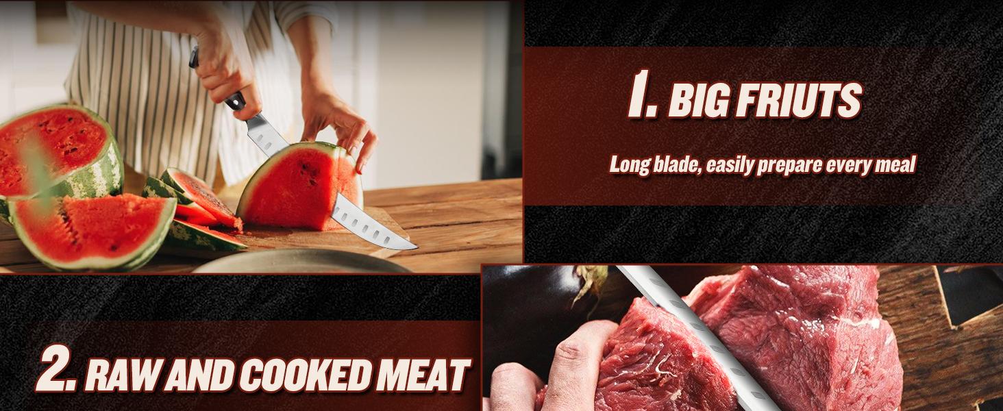 DRAGON RIOT 10 inch Premium Brisket Carving Knife with Ergonomic Handle Design, Granton Edge, Hand Forged Slicing Knife for Meat and BBQ Cuting Gift for Men