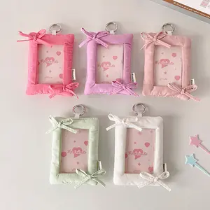 Style Fabric Bowknot Cutout Card Holder, Cute Girl Style Card Storage, Kpop Fan Pendant Card Case, Student Ic Card Sleeve, Id Badge Holder