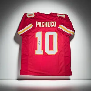 Isiah Pacheco of the KC Chiefs autographed football jersey COA (XL)
