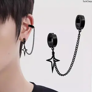 Heavy-Duty Hip Hop Chain Earring for Men, Non-Piercing Stainless Steel Ear Accessory, Bold Statement Jewelry for Everyday and Party Wear