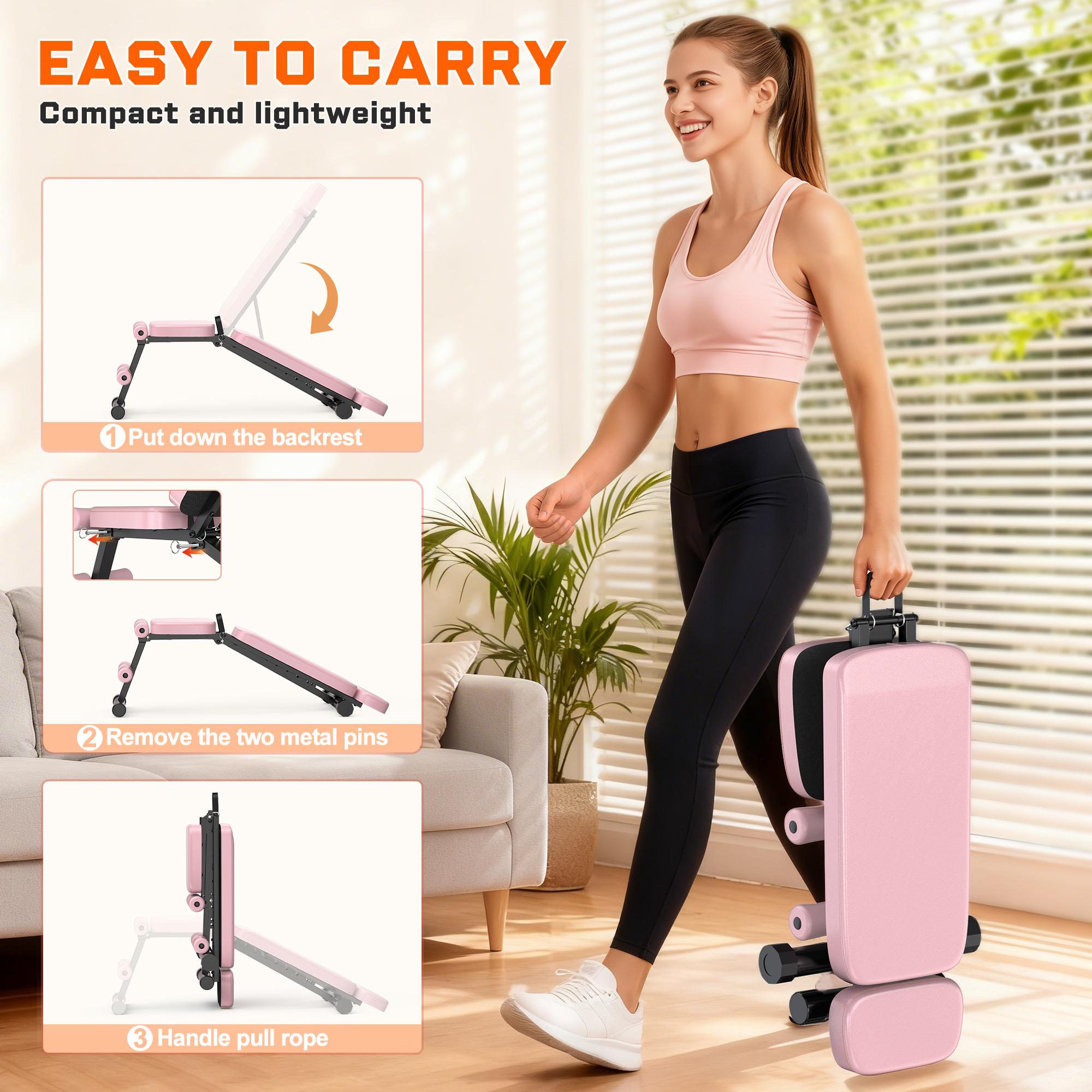 Bearbro 9 Positions Adjustable Weight Bench Foldable Workout Bench Olympic Weight Bench for Home Gym Full Body Strength Training Support up to 800lbs Sturdy Steel Construction with 1.8 Inch Cushions，BlackFriday