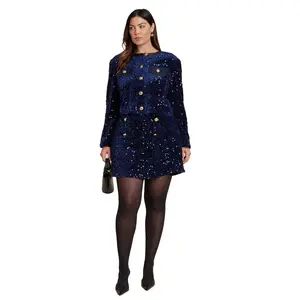 ELOQUII Women's Plus Size Sequin Velvet Skort