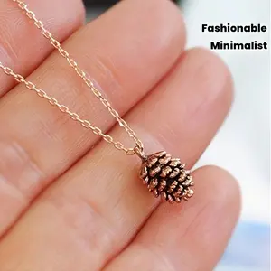 Men's Vintage-Inspired Minimalist Pine Cone Pendant Necklace - Trendy Alloy Fashion Accessory
