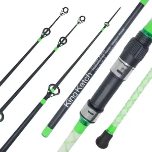 Surf Spinning Fishing Rod 9'/10'/11'/12', 3-Piece Carbon Fiber Saltwater Rod with 2 Tips, Lightweight High-Sensitivity Long-Cast Shore & Beach Casting Rod for Pier Surf Fishing