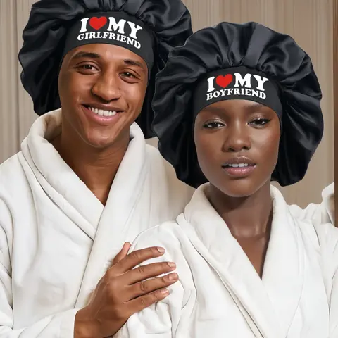 Unisex Soft Satin Night Sleep Cap, Haircare Bonnet, Bonnets for Sleeping, Large Size Wide Edge Design, Hair Protection & Beauty Care Accessory, Ideal for Couples' Daily Use