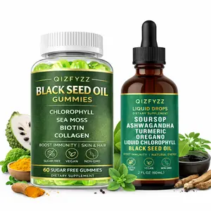 QIZFYZZ Black Seed Oil Series Nutritional Supplements | Dual-effect formula of gummies + liquid drops to enhance immunity, rejuvenate energy, and nourish skin and hair