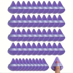 Glam Cosmetics 50-Piece Ultra-Soft Velvet Triangle Powder Puff Set for All Skin Types - Perfect for Contouring, Eye Area, and Corners Makeup Application