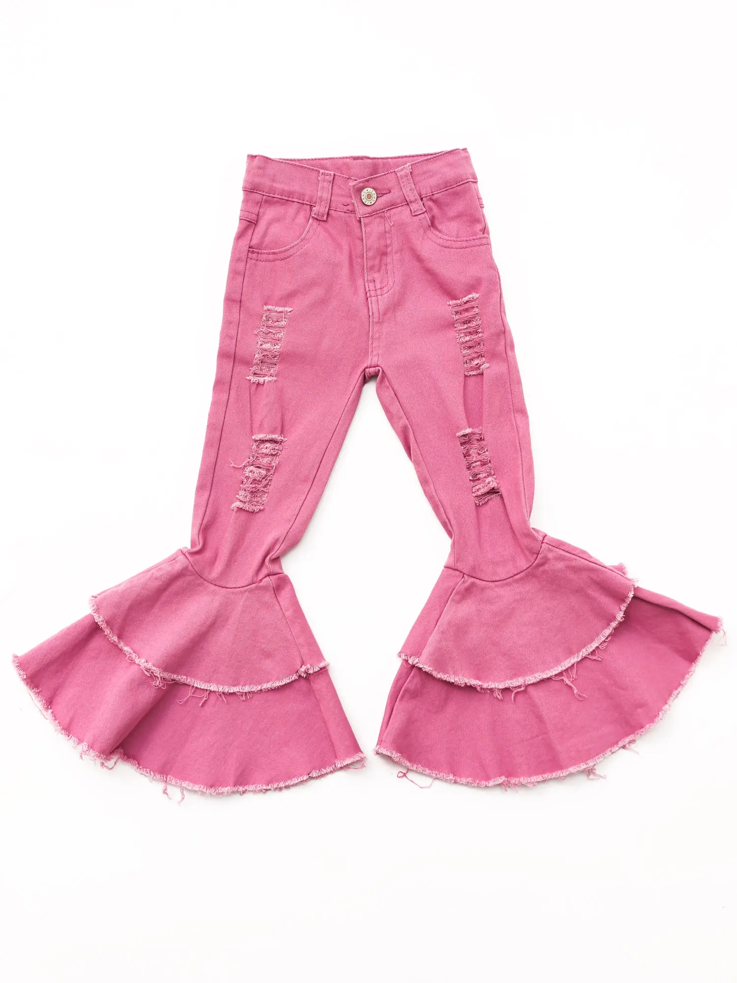 Hot Pink Print Bell bottoms Girls Jeans