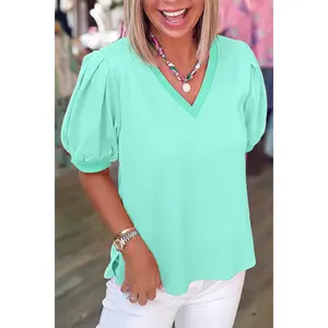 Mint Green Puff Sleeve Blouse