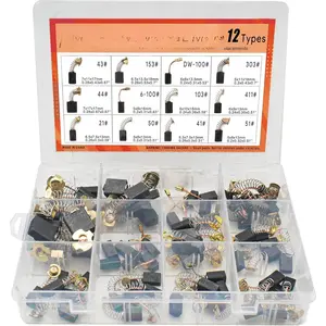 Electric  Carbon Brushes for Power Tools Maintenance Repair, Set of 72 count in 12 Different Sizes for Angle Grinders, Circular Saws, Electric Hammer Drills
