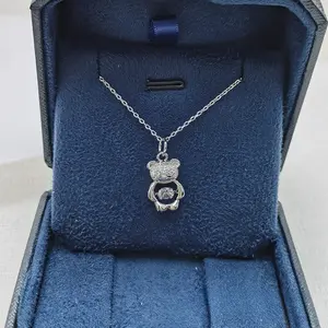 Dancing Heart Teddy Bear Necklace for Women, Sparkling Moving Pendant Necklace, Romantic Valentine's Day Gift for Girlfriend