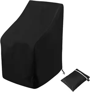 Waterproof 210D Stacking Outdoor Chair Cover, All-Weather Garden Patio Furniture Cover, Black, 25"L x 25"W x 47"H