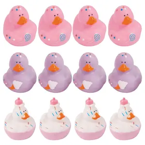 2 1/2" Sweet Treats Purple, Pink & White Vinyl Rubber Ducks - 12 Pc.