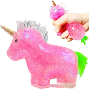 Squishy Unicorn Stress Relief Balls Squeeze Toy | Animals Stress Squish Ball for Kids Party Favors, Pink Sensory Unicorn Squishy Toys for Girls, Boys Birthday Gifts, Christmas Decorations (Pink)