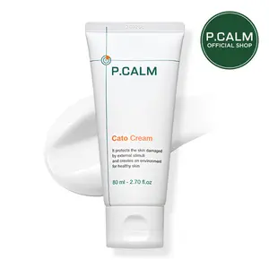 [P.CALM Official] Cato Cream – Glutathione & Centella Asiatica for Skin Barrier Strengthening & Deep Moisturization, Korean Vegan Facial Moisturizing for Senstive Skin (80ml / 2.70 fl.oz)