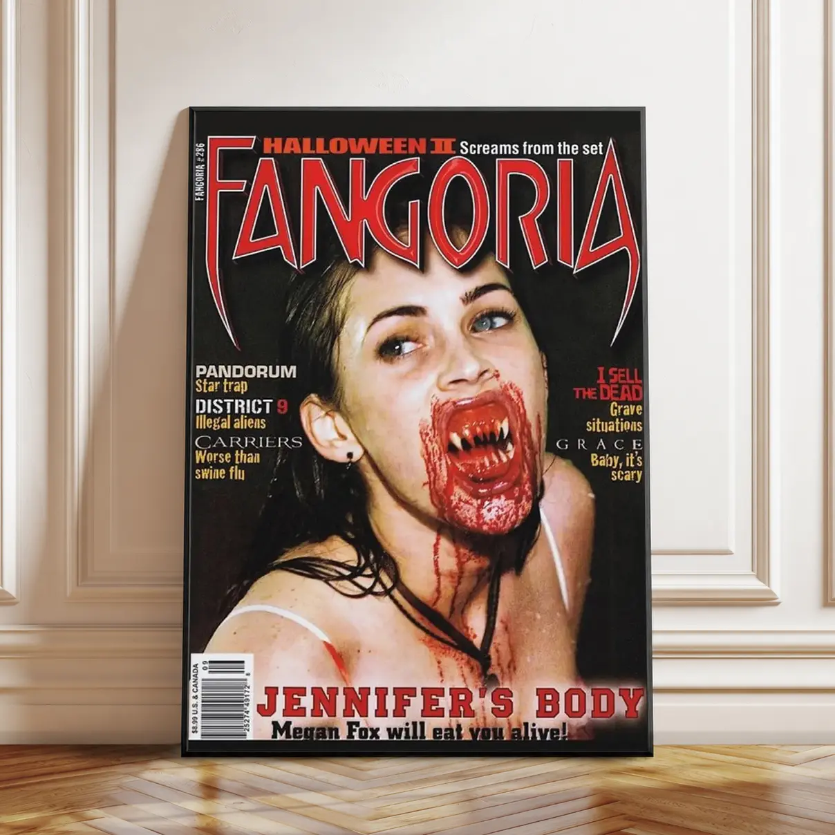 Vintage Fangoria Jennifer's Body Magazine Cover Poster Canvas Print, Vintage Magazine Cover Decor, Horror Decor For Bedroom Dorm Living Room Home