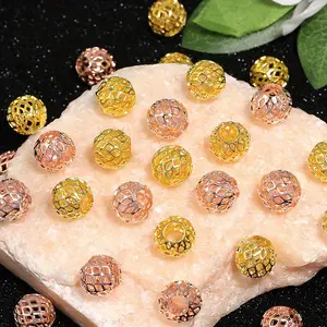 30/50/100Pcs Round Hollow Beads, DIY Jewelry Making Materials, Phone Chain Bracelet Necklace Car Pendant Pen Decor Accessories