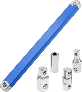 Impact Ready Offset Extension Wrench Set, 39cm Long Reach Socket Extension Bar, 360° Swivel Gear Drive Extender with 1/4 3/8 1/2 Inch Drive Adapters, Universal Hand Tool for Tight Narrow Space Fasteners Auto & HVAC Maintenance