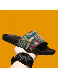 Boken Peacock-style light luxury large trendy slide sandals, retro casual beach slippers for men and women