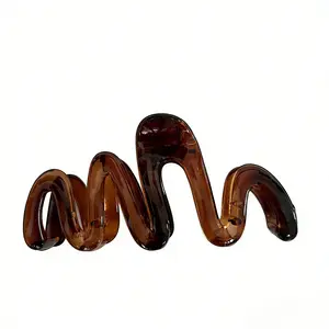 Latest Creative Minimalist Women's Summer Jelly Color Wave Hair Clip, Unique Design Back-Of-Head Hair Claw, Shark Bite Hair Accessory, Hair Claw Clips