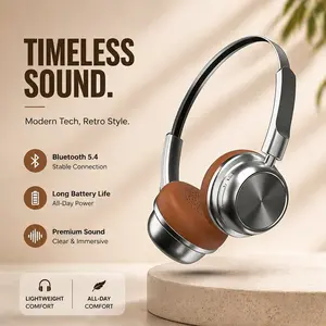 Wireless Headphones with Bluetooth 5.4 Exceptional Sound Quality Ultra Long Battery Life Retro Design for Work Study Daily Entertainment Commuting Travel Portable