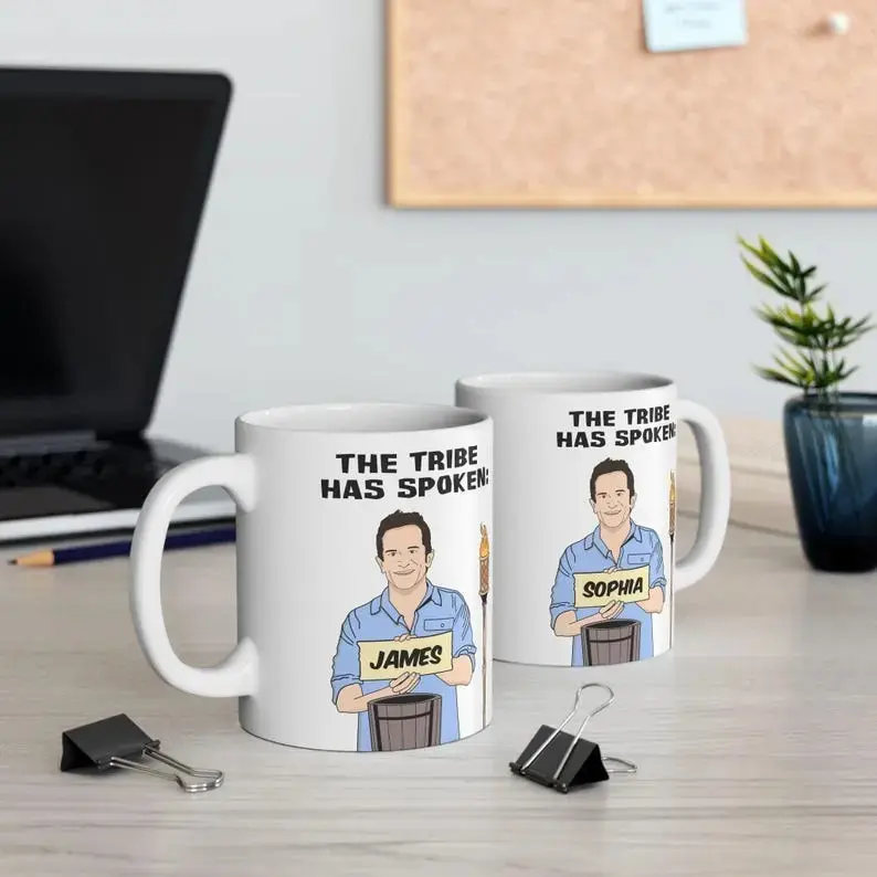 Personalized Survivor TV Mug - 11 oz Immunity Idol Challenge, The Tribe Has Spoken Kitchen Drinkware