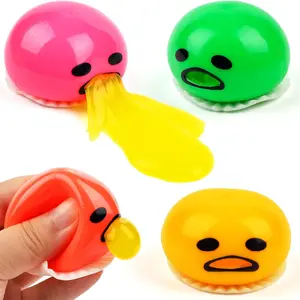 4-Piece Vomit Egg Toy Set, Anti-Stress Yolk Ball, Soft Squishy Silicone, Suck & Spit Out Toys, Stress Relief for Kids & Adults (4 Pieces)