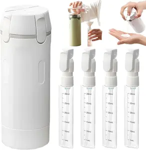 4-in-1 Travel Dispenser Bottle for Toiletries Portable Cosmetic Shampoo Storage Lotion Compact Plastic Container Wholesale Easy Press Smooth Flow  bottle travel ideal