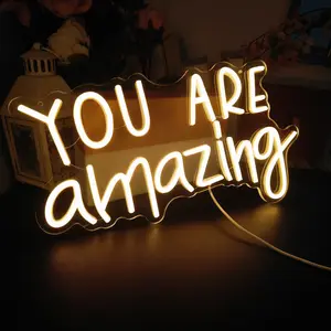 USB Powered Neon Sign, You Are Amazing Neon Sign, Wall Decor for Bedroom Class Room Bar Pub Club Nursery, LED Light for Wedding Birthday Party