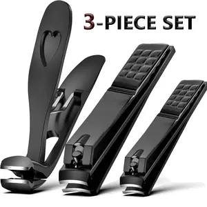 3-Piece Toe Nail Clippers for Seniors and Thick Nails, Heavy-Duty Stainless Steel, Wide Jaw, Manicure Pedicure Kit for Men Women Elderly