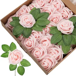 25Pcs Faux Roses in Shades,Realistic DIY Foam Floral Fill for Wedding Bouquets/Centerpieces,Outdoor Party Backdrops,Room/Table,Garden/Pot Decorations,Christmas Gifts,Hand Tools Kits