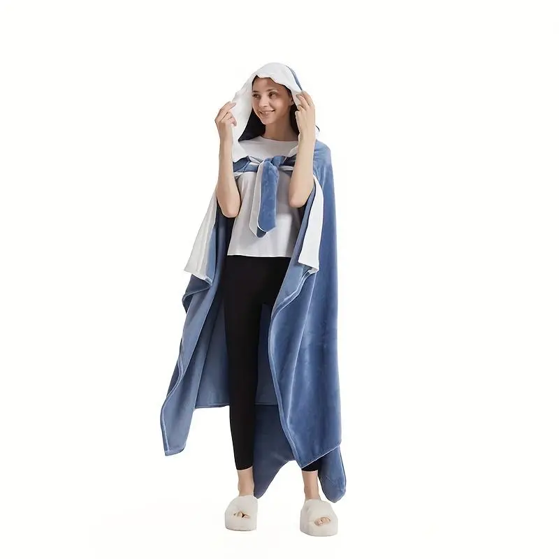 Wearable Shark Design Hooded Blanket, 1 Count Cute Cartoon Animal Design Wearable Blanket, Winter Coat for Women, Soft Comfortable Blanket for Bedroom