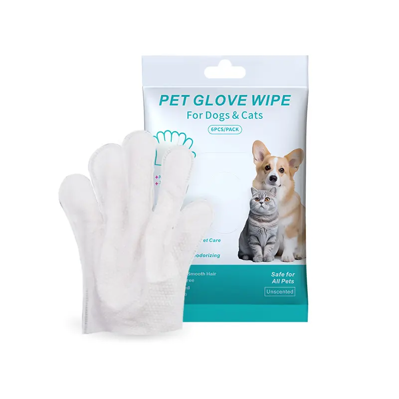 PET Glove Wipes，Freshening Grooming Dog&Cat Disposable pet hair removal tool Satisfied skin care Outdoor No-clean Hypoallergenic Facial Disposable No-Rinse Grooming Formulated for petwipes Deodorizing sticky hair#petlife
