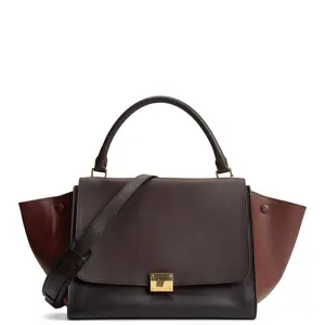 Pre-owned Celine Smooth Leather Shoulder Bags Trapeze Medium Top Handle Brown & Black