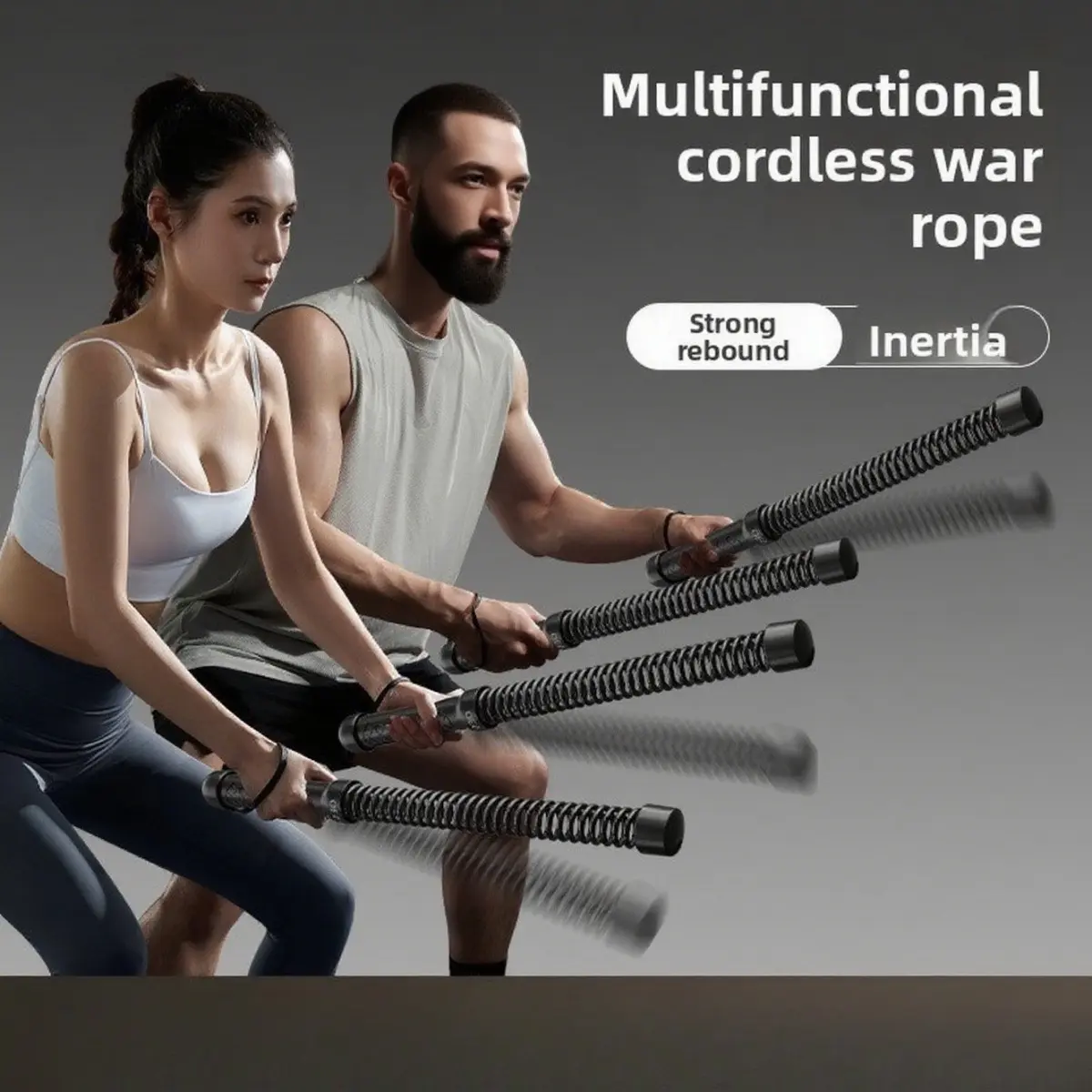 GZXIHTZ Cordless Battle Rope Trainer - Portable Pack-and-Go Full-Body Ab Trainer with Steel-Core Anti-Wear Shield, Spiral-Grip Handles, Center Protector for Home Gym, HIIT & Park Workouts