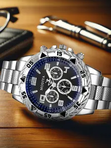 Men's Fashion Round Dial Analog Quartz Watch, Fashion Watch for Party, Daily Clothing Decor, Trendy All-match & Exquisite Watch for Birthday Gift