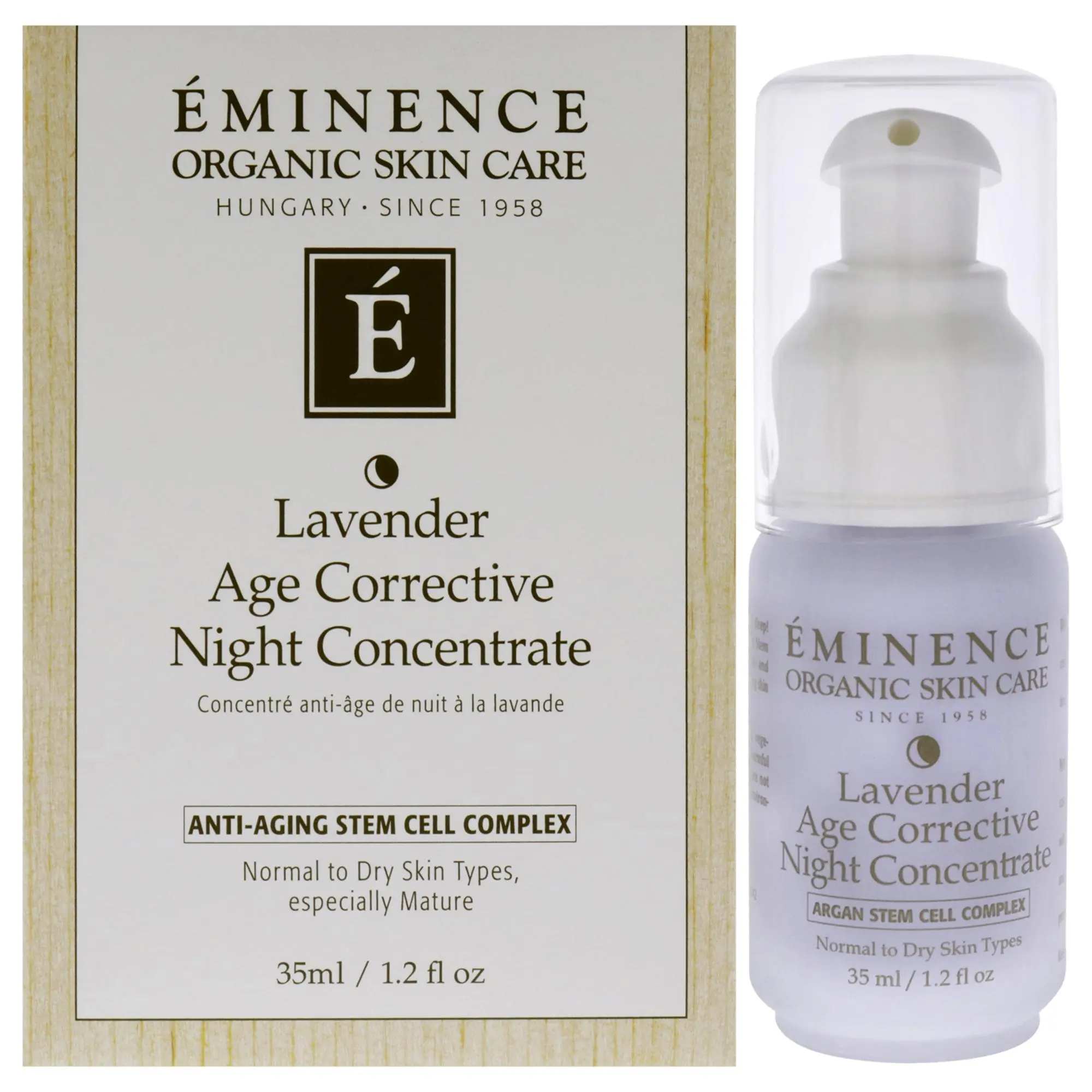 Eminence Organic Lavender Age Corrective Night Serum - 1.2 oz Unisex Daily Repair Concentrate with Stem Cells