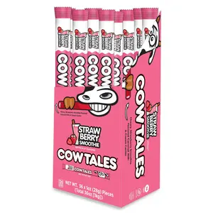 Goetze's Strawberry Smoothie Cow Tales 36 ct Chewy Caramel with Creamy Strawberry Smoothie Filling Sweet Snack Candy Bonbon