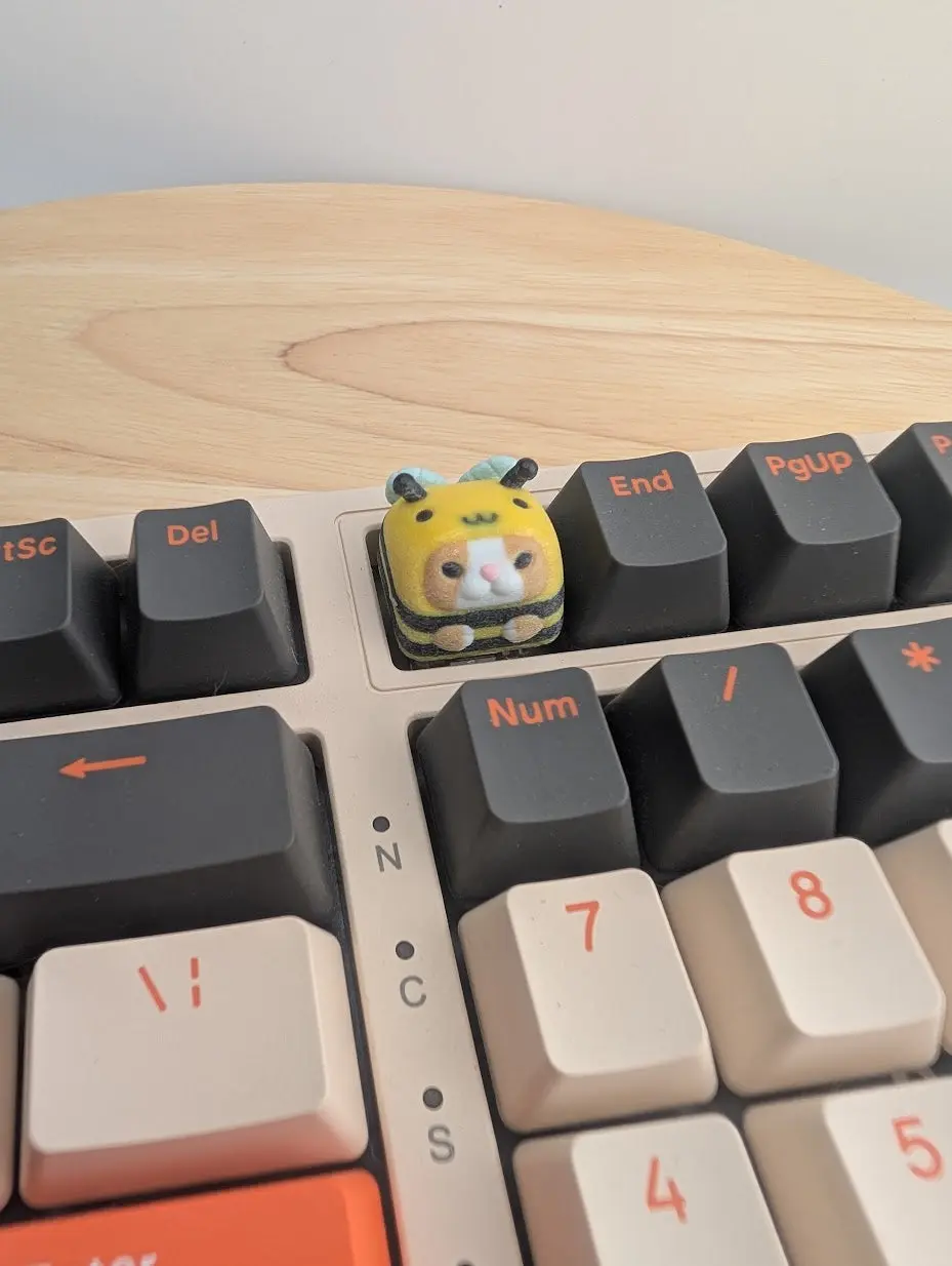 Bee-Cat 3D Printed Artisan Keycap - High-Quality Resin, Smooth Finish, Whimsical Charm, Durable Surface, Cherry MX Fit Compatible with Computer Keyboards