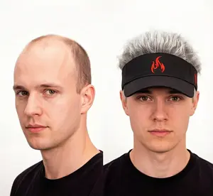 Outdoor sun protection, sunshade, UV protection wig baseball cap, men's and women's embroidered flame truck driver hat, hot-selling new style in Europe and America.