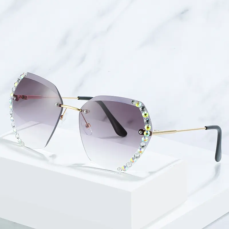2026 Vintage Fashion Oversized Rimless Sunglasses Women Famous Luxury Brand Design Sexy Diamond Square Sun Glasses For Female