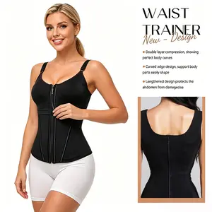 wuw Waist Shapewear Corset for Women Sport Workout Vest for Women Gym Zipper and Hooks Adjustable