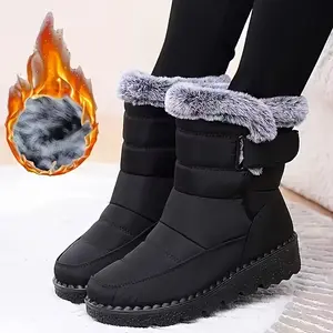 Women'S Mid-Calf Boots, Winter New Fleece-Lined Warm Anti-Slip Durable Comfortable Casual Fashion Thick-Soled High-Top Thickened Warm Shoes