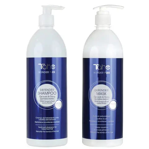 Tahe Bonder Plex Defender Kit - Shampoo 1000ml + Mask 1000ml For Blonde Hair, With Coconut Oil and Marine Keratin