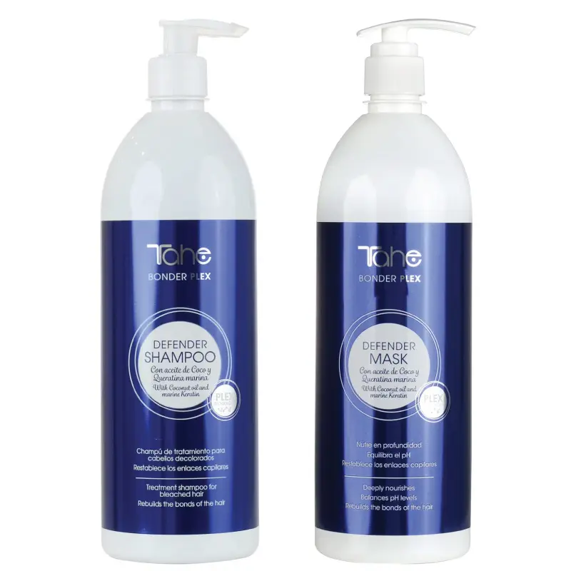 Tahe Bonder Plex Defender Kit - Shampoo 1000ml + Mask 1000ml For Blonde Hair, With Coconut Oil and Marine Keratin