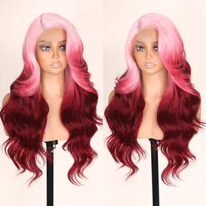 FABÉLLE 24inch Body Wave Glueless Pre plucked Lace Front Wigs 13×4×1 L Part Heat-resistant Synthetic Lace Front Wigs for Women Beginner Friendly