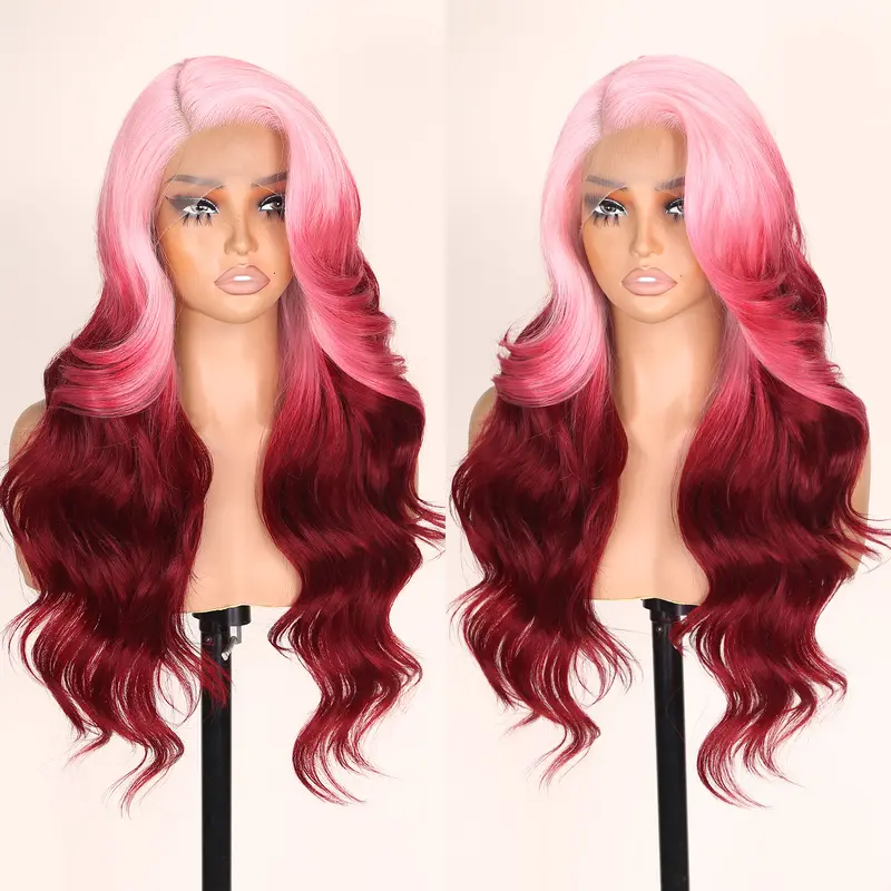 FABÉLLE 24inch Body Wave Glueless Pre plucked Lace Front Wigs 13×4×1 L Part Heat-resistant Synthetic Lace Front Wigs for Women Beginner Friendly