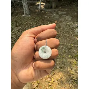 'Moss in the Snow' Jadeite Ping'an Necklace